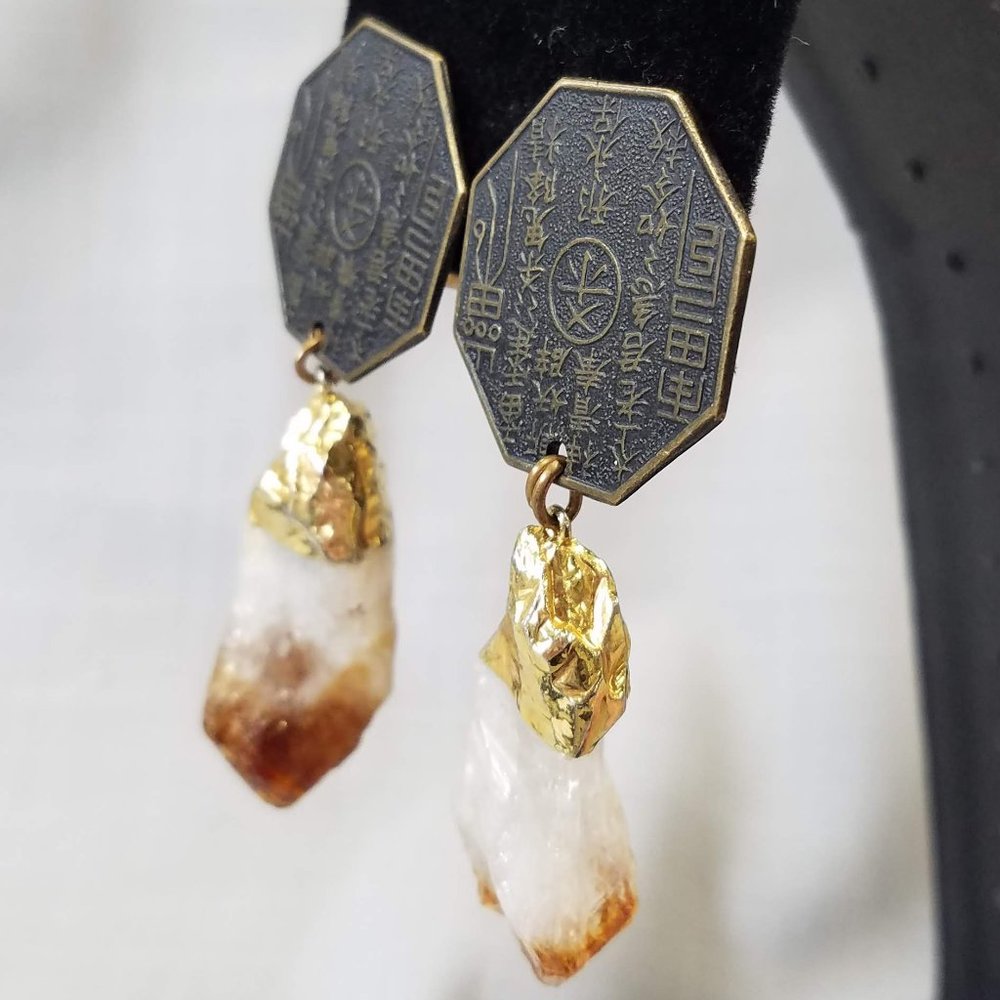 Karen Roache Unique Chinese Good Luck Crystal Clip-on Earrings - Picture 6 of 15